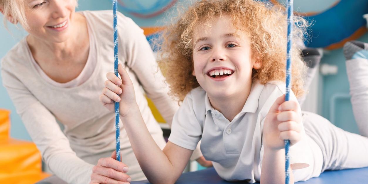 young girl with autism exercising